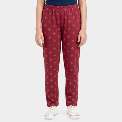 Girls' Pink Straight Fit Geometric Printed Pyjama