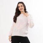 Women's Light Pink Crew Neck Casual Pullover, हल्का गुलाबी, small image number null