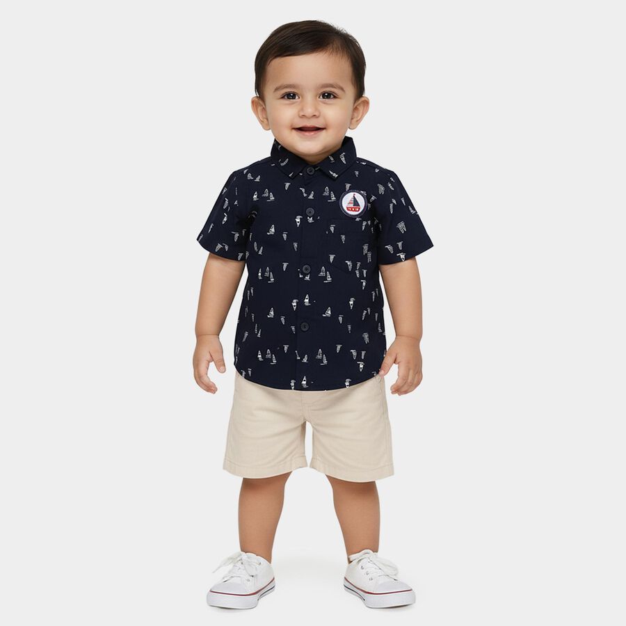 Infants' Navy Blue 100% Cotton Classic Shirt, Navy Blue, large