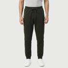 Men's Olive Green Jogger Fit Side-Striped Track Pants, ओलिव, small
