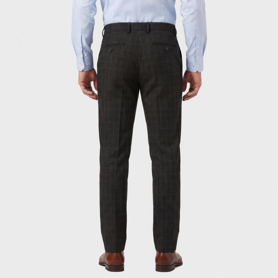 Men's Black Slim Fit Checked Formal Trousers, Black, large