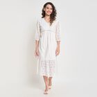 Ladies' 100% Cotton Dress, Off White, small image number null