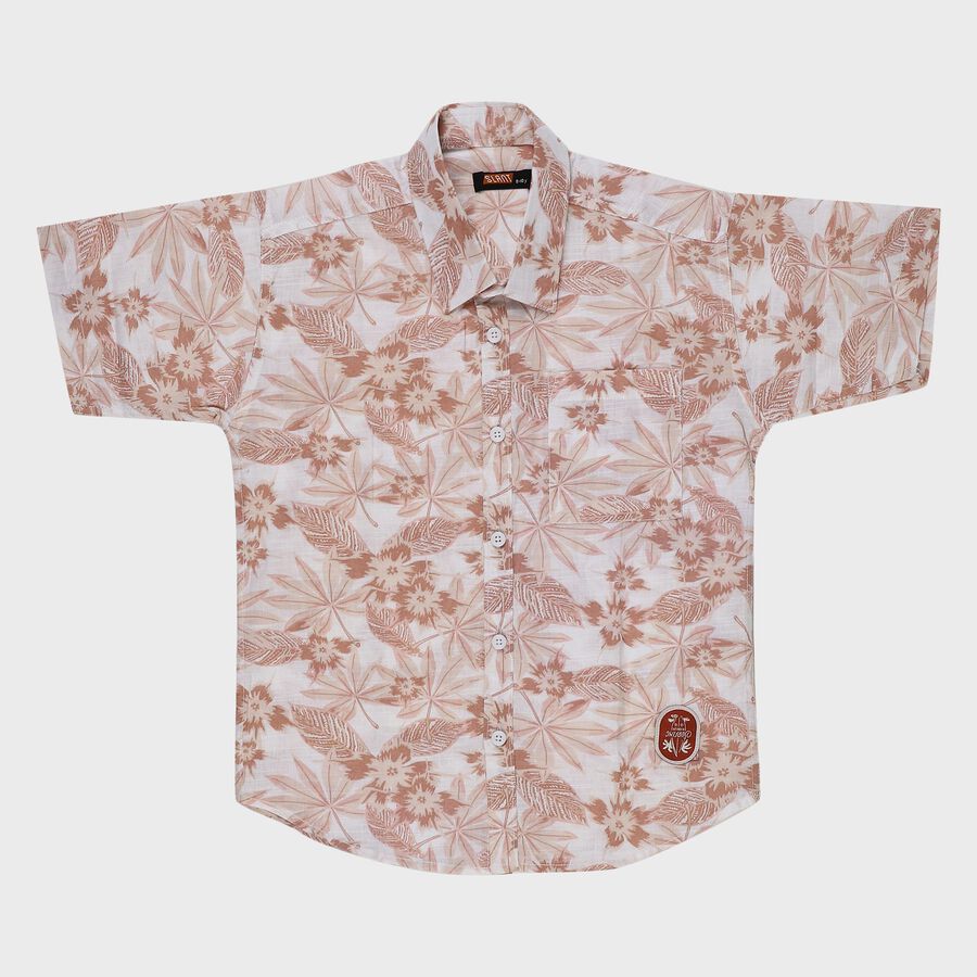 Boys' Rust Cotton Classic Collar Casual Shirt, Rust, large