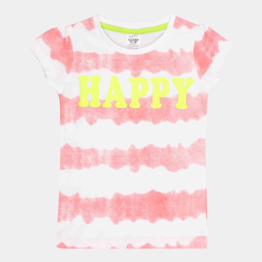 Girls Printed T-Shirt, Coral, large image number null