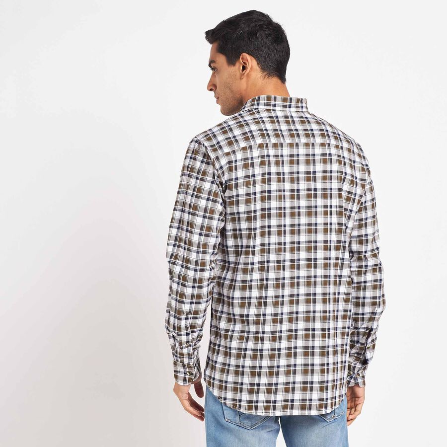 Cotton Checks Casual Shirt, ओलिव, large image number null