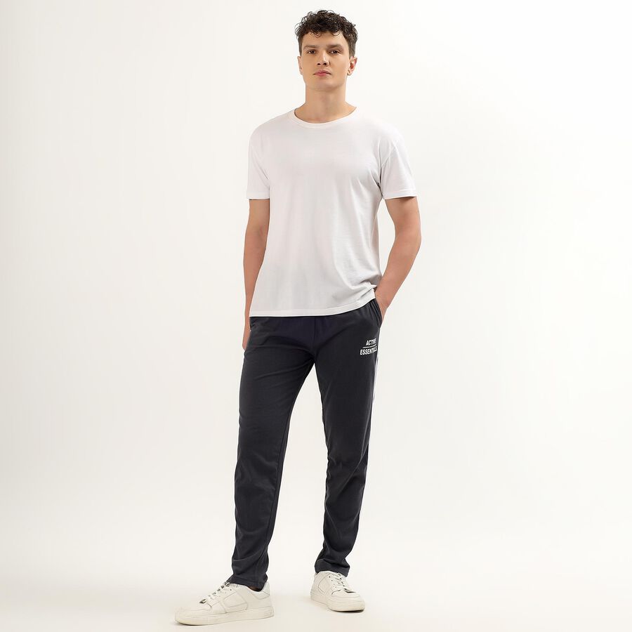 Men's Charcoal Black Slim Fit Track Pants, Dark Grey, large image number null