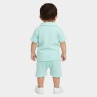 Infants' Aqua 100% Cotton Collar Textured Baba Suit, Aqua, small