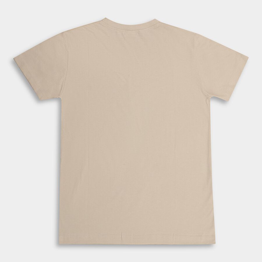 Boys' 100% Cotton Half Sleeves T-Shirt , Beige, large