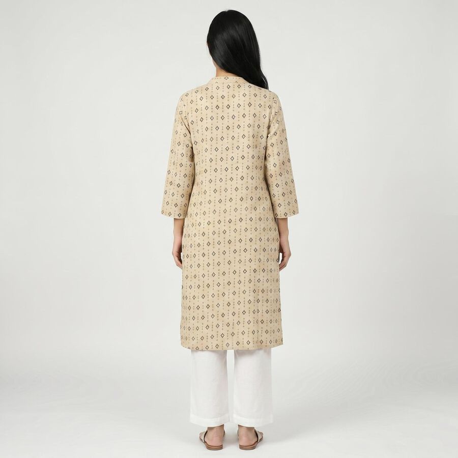 Women's Beige Kurta, गहरा पीला, large