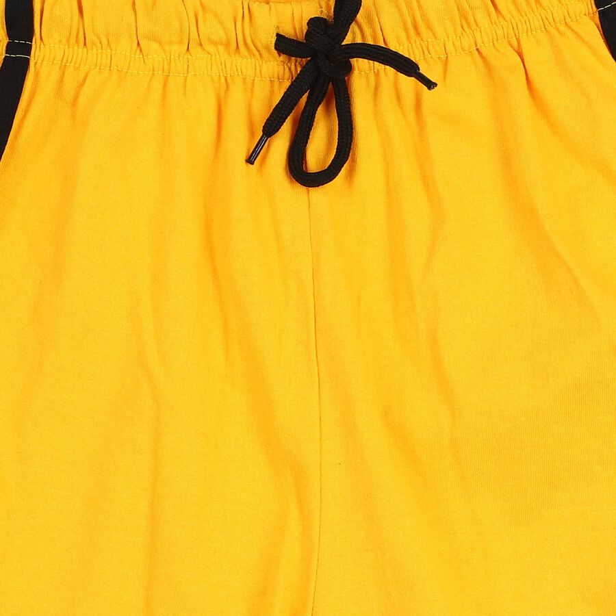 Boys Yellow Regular Fit Side Striped Bermuda Shorts, Mustard, large