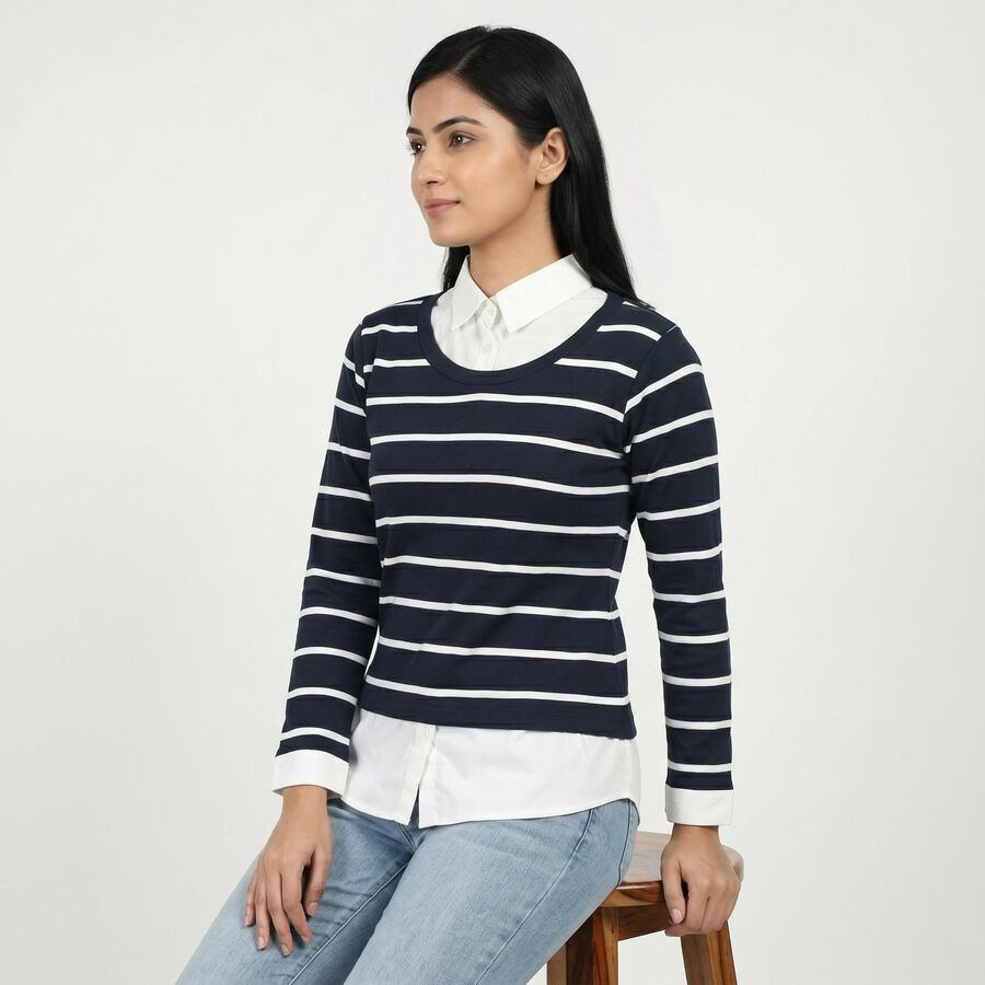 Women's Navy Blue Top, Navy Blue, large