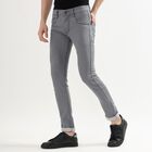 Men's Muted Steel Grey Skinny Fit Five Pocket Jeans, Light Grey, small image number null