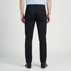 Men's Black Slim Fit Casual Trousers, काला, small