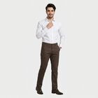 Men's Dark Grey Slim Fit Flat-Front Chino Trousers, Dark Grey, small