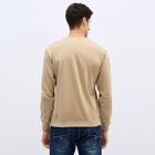 Men's Muted Beige Crew Neck Graphic Sweatshirt, गहरा पीला, small image number null
