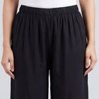 Women's Black Wide-Leg Solid Palazzos, काला, small