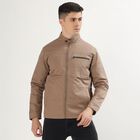 Men's Muted Beige High Neck Casual Jacket, Beige, small image number null
