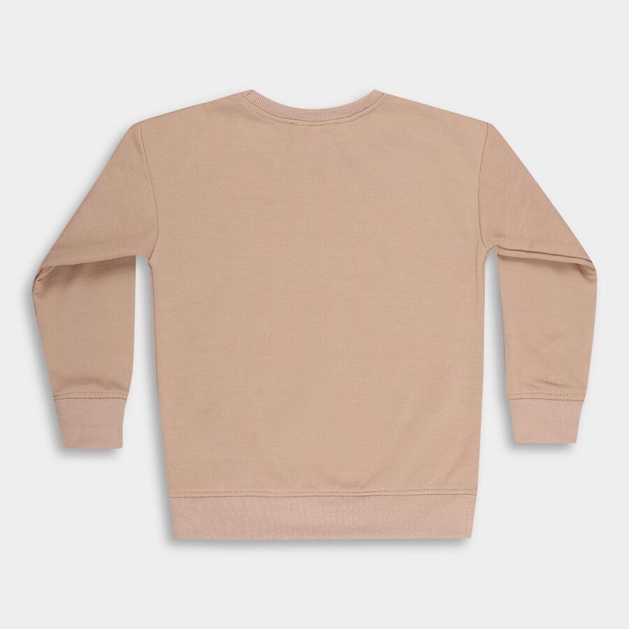 Boys Muted Beige Crew Neck Casual Sweatshirt, गहरा पीला, large image number null