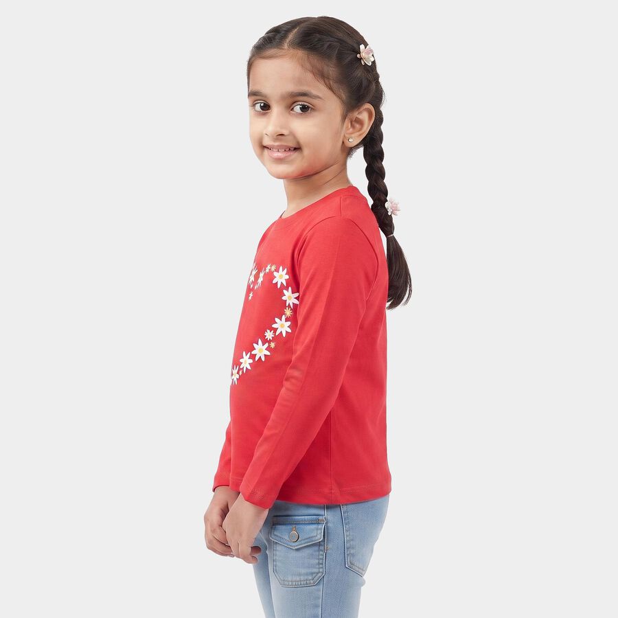 Girls Fuchsia Round Neck Regular Top, रानी (फ्यूशिया), large
