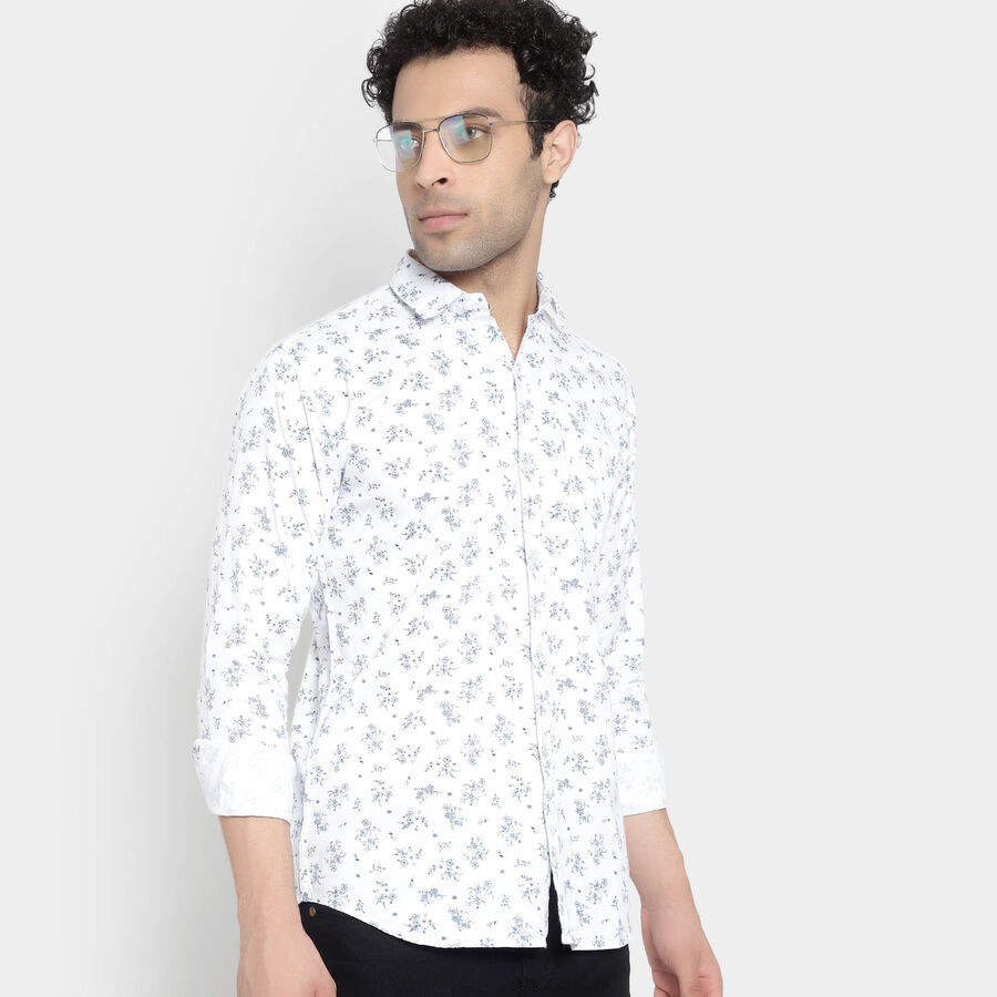 Cotton Printed Casual Shirt, White, large image number null