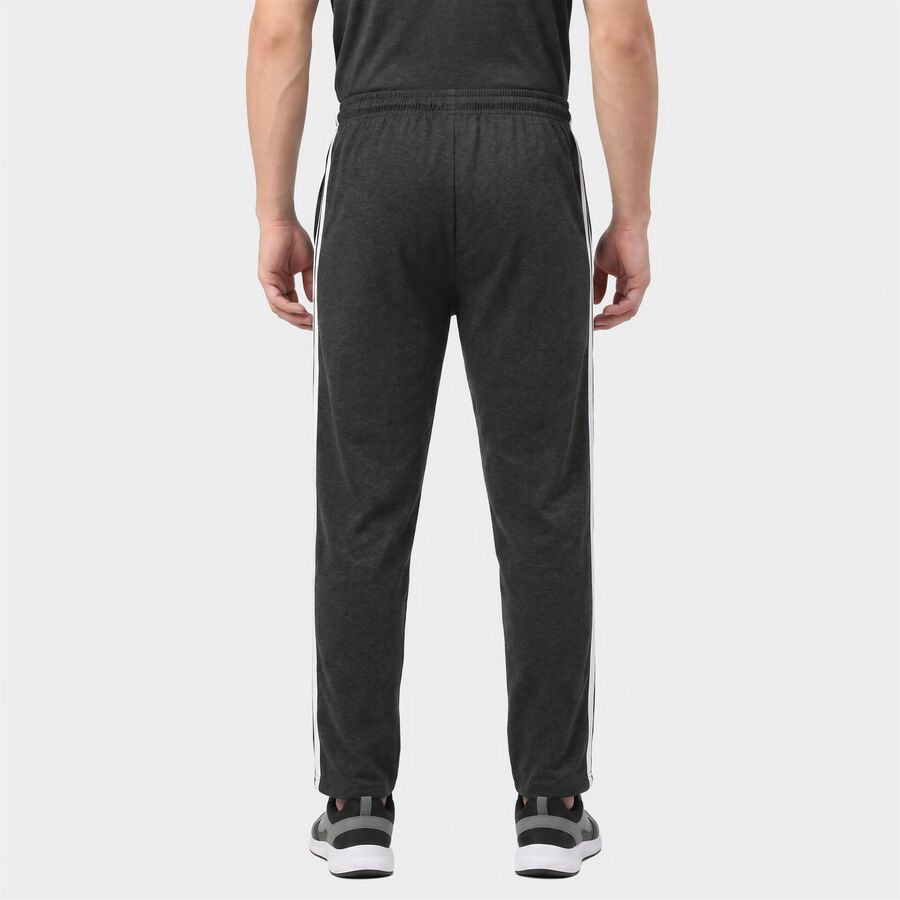 Men's Charcoal Regular Fit Side-Striped Track Pants, Charcoal, large