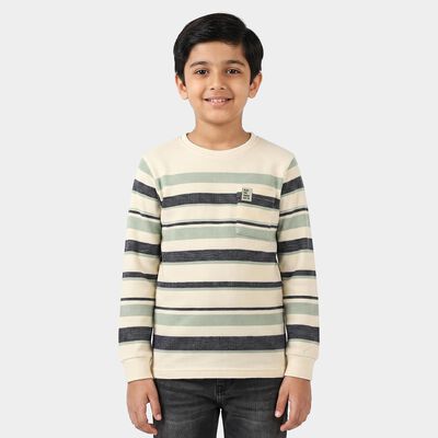 Boys' Light Green Round Neck Regular T-Shirt