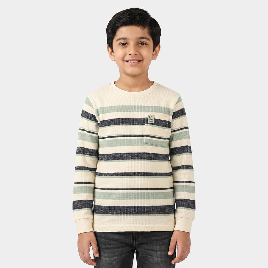 Boys' Light Green Round Neck Regular T-Shirt, Light Green, large
