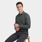 Men's Dark Green Spread Collar Formal Shirt, Dark Green, small