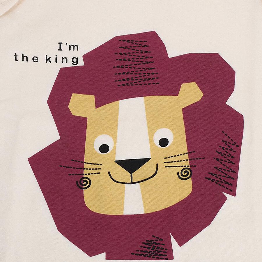 Infants' Purple Cotton Round Neck Graphic Baba Suit, Purple, large