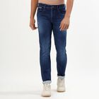 Men's Stonewashed Blue Slim Fit Five-Pocket Jeans, Mid Blue, small image number null