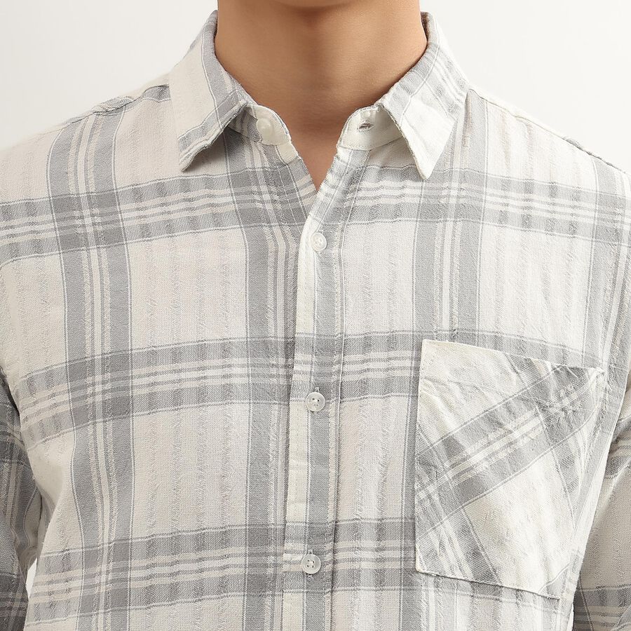 Men's Rich White Cotton Regular Collar Casual Shirt, ऑफ व्हाइट, large image number null