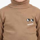 Boys' Beige High Neck Graphic Pullover, Beige, small