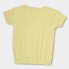 Girls' Bright Yellow Cotton Round Neck Casual T-Shirt, Yellow, small image number null