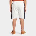 Boys Ecru Melange Regular Fit Colorblocked Bermuda Shorts, Ecru Melange, small