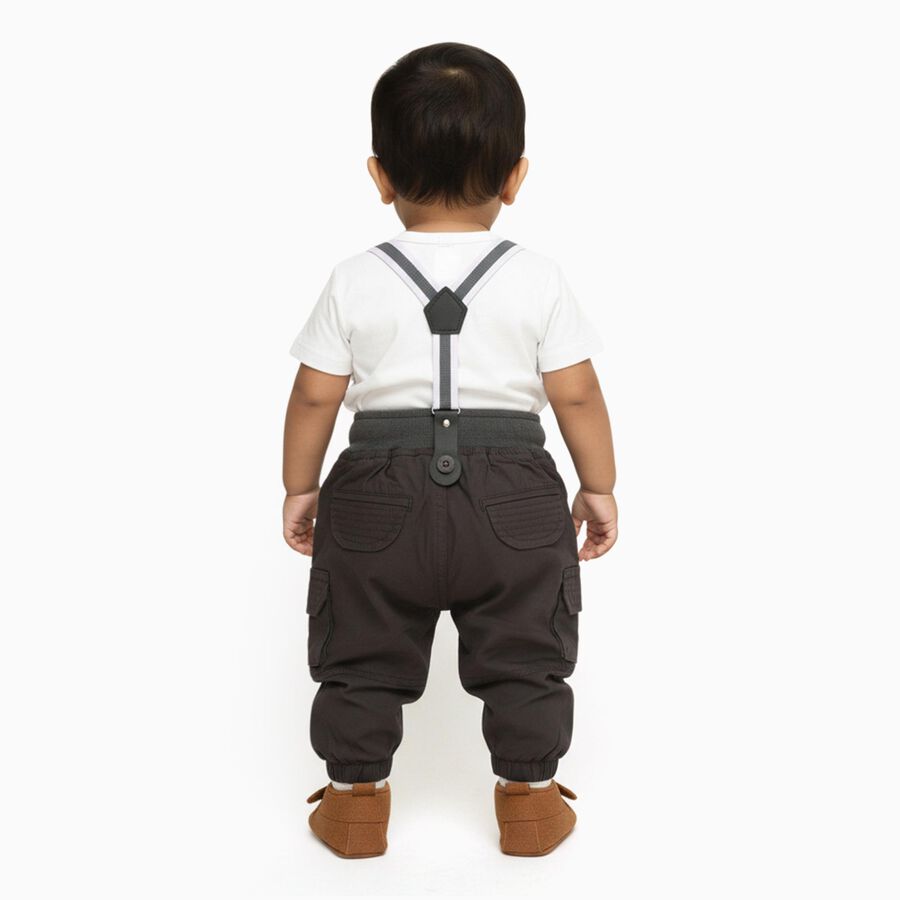 Infants' Dark Charcoal Elastic Waist Cargo Trousers, Dark Grey, large image number null