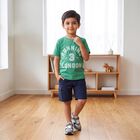 Boys' Green Crew Neck Regular Graphic Print T-Shirt, हल्का हरा, small