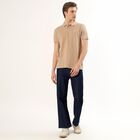 Men's Collared Half Sleeves T-Shirt, Beige, small