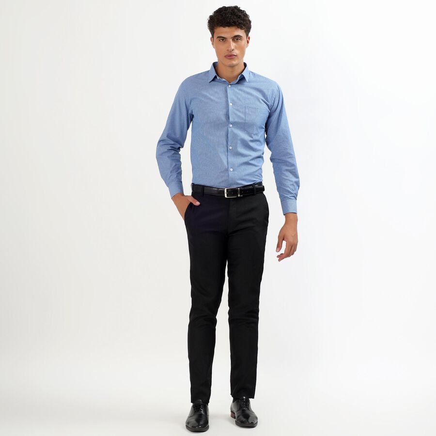 Men's Deep Steel Blue Button Down Formal Shirt, Dark Blue, large image number null