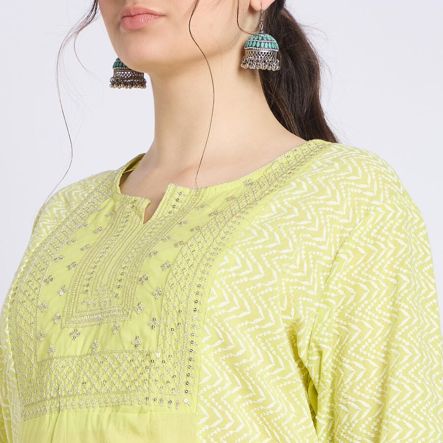 Ladies' 100% Cotton Kurta , हल्का हरा, large image number null