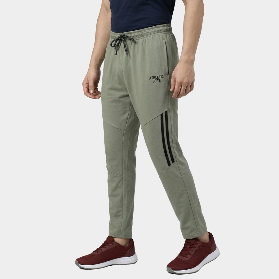 Men's Light Green Tapered Fit Ribbed Cuff Track Pants, हल्का हरा, large