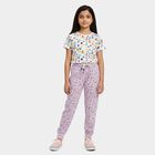 Girls' Lilac Regular Fit Heart Printed Pyjama, Lilac, small