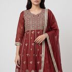 Women's Wine Ethnic Set, Wine, small