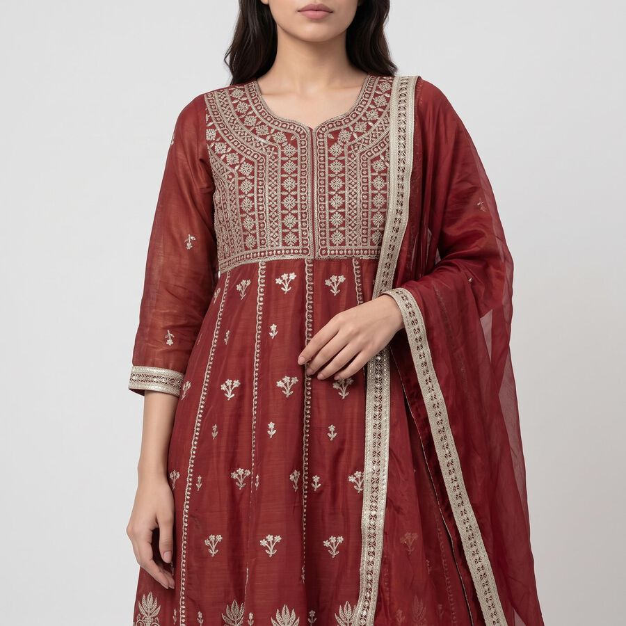 Women's Wine Ethnic Set, Wine, large