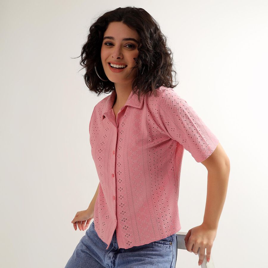 Women's Light Pink Collared Casual Shirt, Purple, large image number null