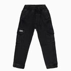 Boys Jet Black Regular Fit Cargo Jeans, काला, small image number null