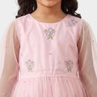 Girls' Pink Fit and Flare Embroidered Party Wear Frock, Light Pink, small