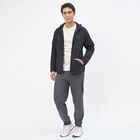 Men's Jet Black Hooded Athleisure Jacket, Black, small