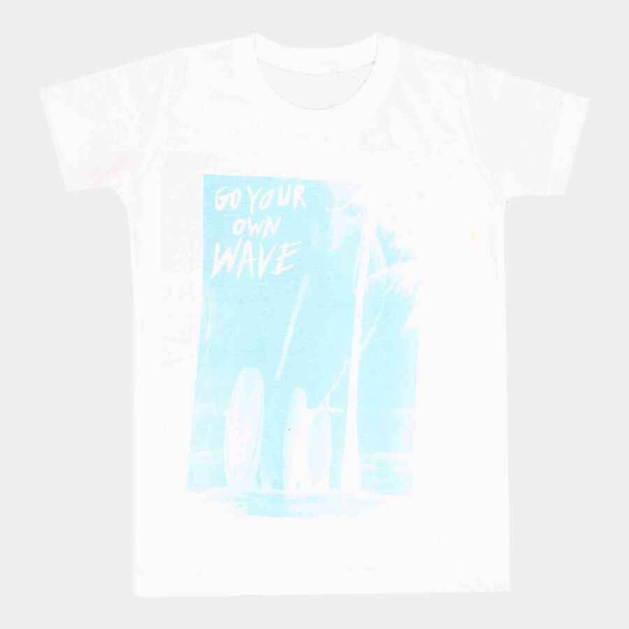 Boys Cotton T-Shirt, Off White, large image number null