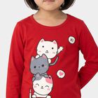 Girls Fuchsia Cotton Blend Round Neck Regular Top, Fuchsia, small