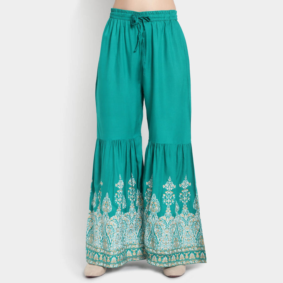 Embroidered 3/4th Sleeves Kurta, Dark Green, large image number null